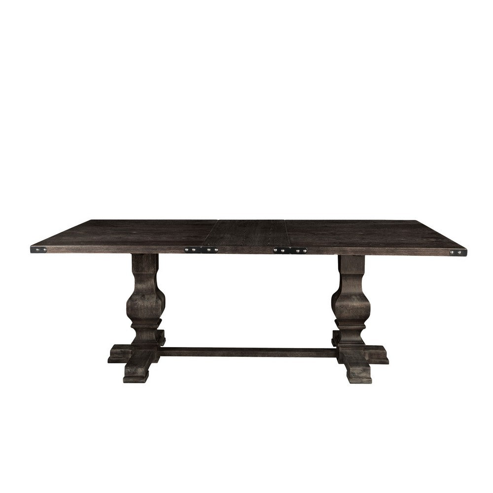 Tyler 88 Inch Classic Rectangular Dining Table, Rubberwood, Charcoal Gray