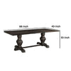 Tyler 88 Inch Classic Rectangular Dining Table, Rubberwood, Charcoal Gray