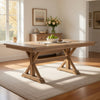 Tess Dining Table | 78" | Extendable Leaf | Trestle Base | Natural Brown