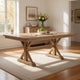 Tess Dining Table | 78" | Extendable Leaf | Trestle Base | Natural Brown