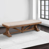 Tess Dining Accent Bench | 69" | Beige Fabric Cushion | Pine Wood | Brown