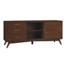 Ian 64 Inch TV Media Entertainment Center, 3 Drawers, 2 Doors, Walnut Brown