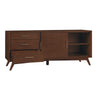 Ian 64 Inch TV Media Entertainment Center, 3 Drawers, 2 Doors, Walnut Brown