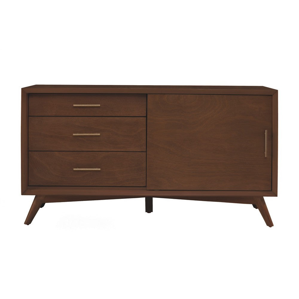 Ian 50 Inch TV Media Entertainment Center, 3 Drawers, 2 Doors, Walnut Brown
