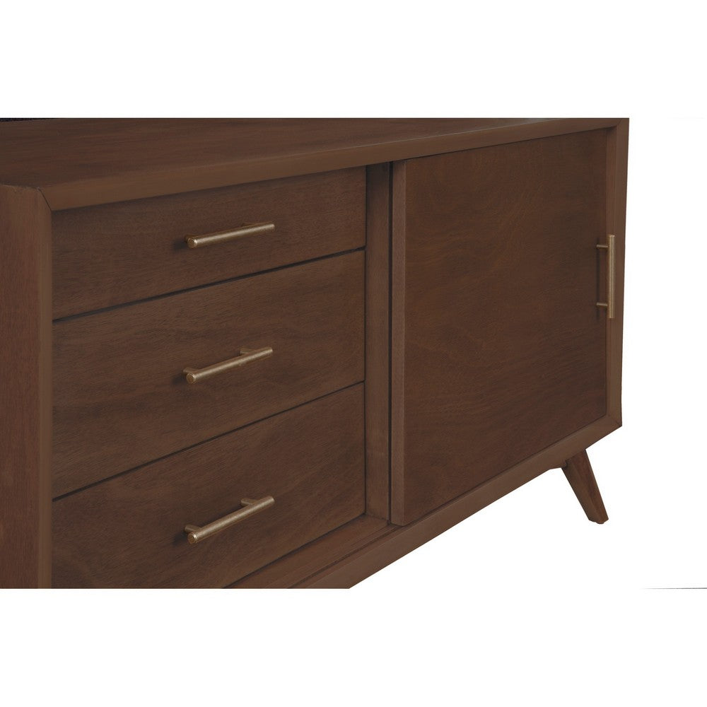 Ian 50 Inch TV Media Entertainment Center, 3 Drawers, 2 Doors, Walnut Brown