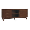 Ian 50 Inch TV Media Entertainment Center, 3 Drawers, 2 Doors, Walnut Brown