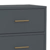 Max 26 Inch 2 Drawer Wood Nightstand, Brass Metal Frame and Handles, Gray