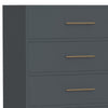 Max 48 Inch 5 Drawer Tall Dresser Chest, Brass Metal Frame, Slate Gray