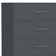 Max 48 Inch 5 Drawer Tall Dresser Chest, Brass Metal Frame, Slate Gray