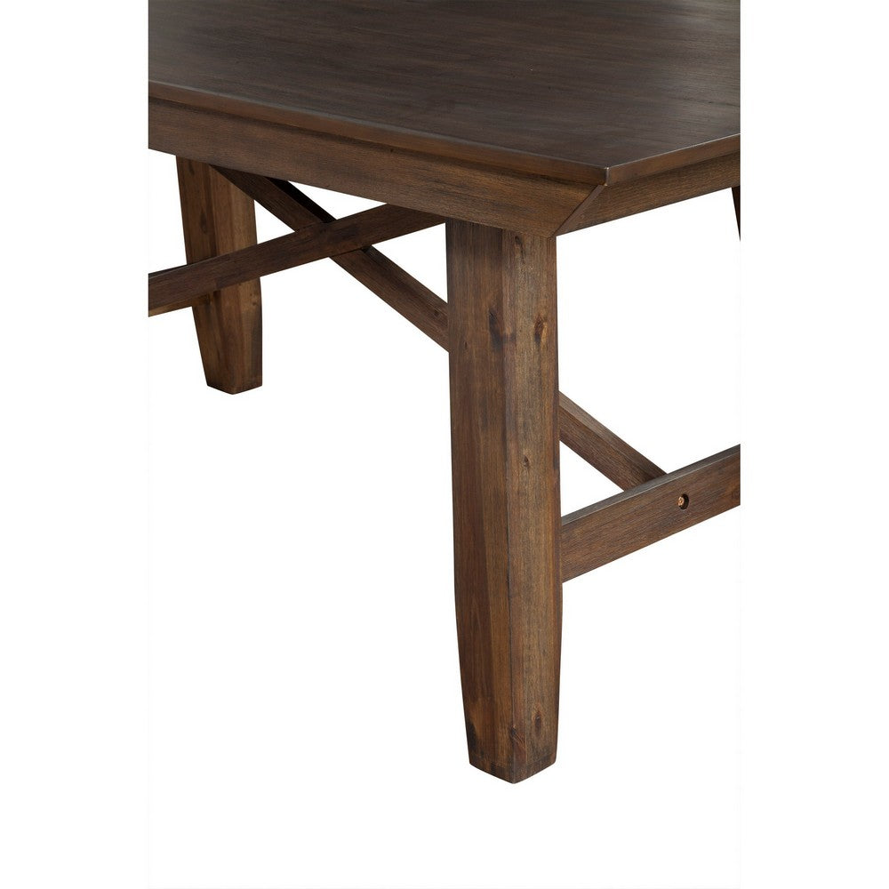 Brian 72 Inch Rectangular Dining Table, Solid Acacia Wood, Dark Oak Brown