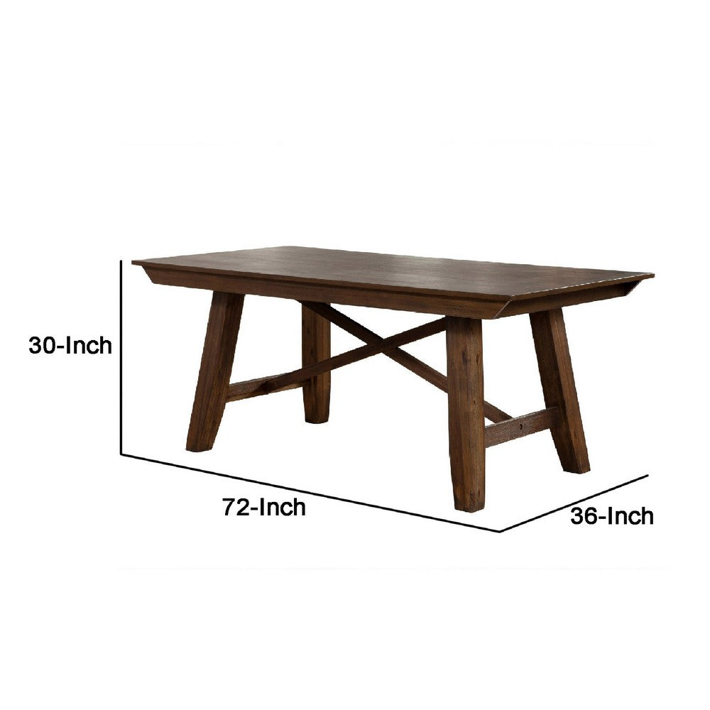 Brian 72 Inch Rectangular Dining Table, Solid Acacia Wood, Dark Oak Brown