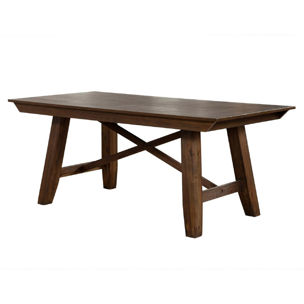 Brian 72 Inch Rectangular Dining Table, Solid Acacia Wood, Dark Oak Brown