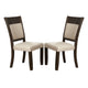 Brian 25 Inch Dining Side Chair, Fabric Upholstered, Set of 2, Brown, Beige