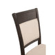 Brian 25 Inch Dining Side Chair, Fabric Upholstered, Set of 2, Brown, Beige