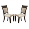 Brian 25 Inch Dining Side Chair, Fabric Upholstered, Set of 2, Brown, Beige