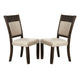 Brian 25 Inch Dining Side Chair, Fabric Upholstered, Set of 2, Brown, Beige