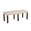 Brian 51 Inch Acacia Wood Dining Bench, Polyester Upholstery, Brown, Beige