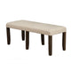 Brian 51 Inch Acacia Wood Dining Bench, Polyester Upholstery, Brown, Beige