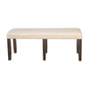 Brian 51 Inch Acacia Wood Dining Bench, Polyester Upholstery, Brown, Beige