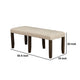 Brian 51 Inch Acacia Wood Dining Bench, Polyester Upholstery, Brown, Beige