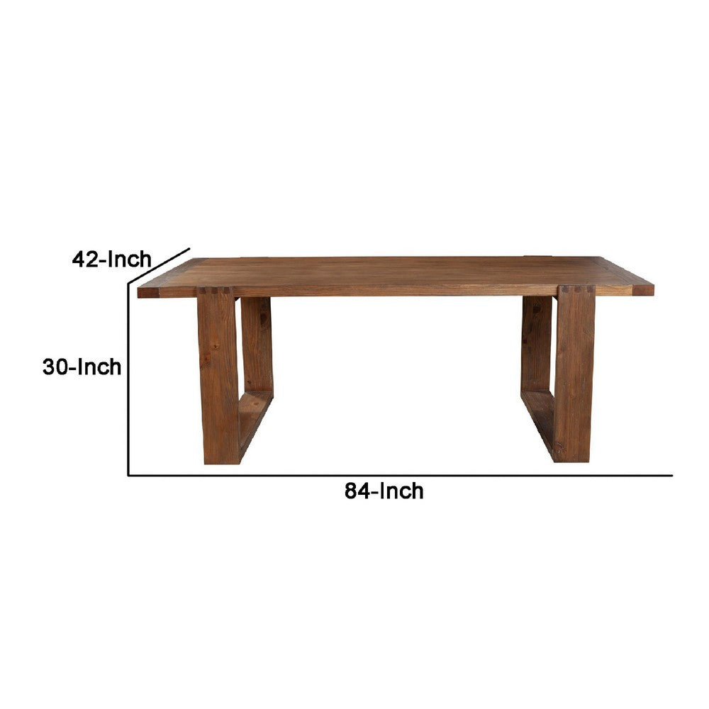 Paige Dining Table | 84" | Solid Wood | Sled Base | Natural Brown