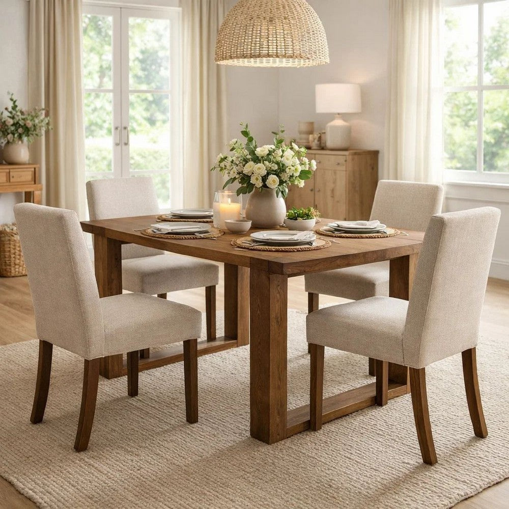 Paige Dining Table | 84" | Solid Wood | Sled Base | Natural Brown