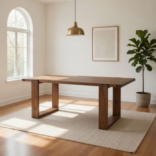 Paige Dining Table | 84" | Solid Wood | Sled Base | Natural Brown