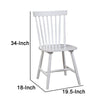Ray 18 Inch Dining Side Chair, Rubberwood, Windsor Back, Set of 2, White