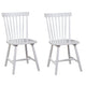 Ray 18 Inch Dining Side Chair, Rubberwood, Windsor Back, Set of 2, White