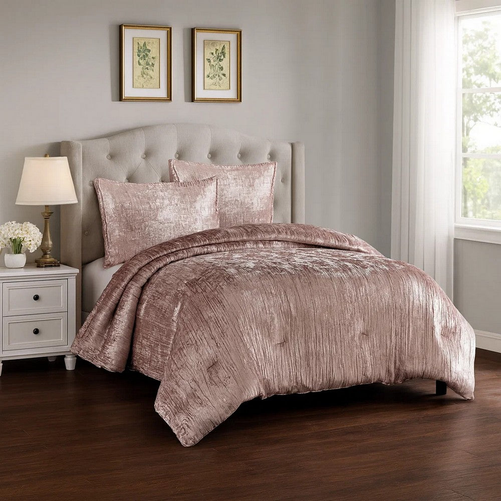 Jay Twin Comforter Set | 2 Piece | Polyester Velvet | Deluxe Texture | Pink