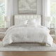 Jay Queen Comforter Set | 7 Piece | White Polyester Velvet Deluxe Texture