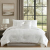 Jay Queen Comforter Set | 7 Piece | White Polyester Velvet Deluxe Texture