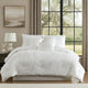 Jay Queen Comforter Set | 7 Piece | White Polyester Velvet Deluxe Texture