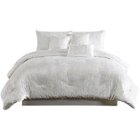 Jay King Comforter Set | 7 Piece | Polyester Velvet Deluxe Texture | White