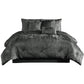 Jay 7 Piece King Comforter Set, Polyester Velvet, Deluxe Texture, Gray By Casagear Home