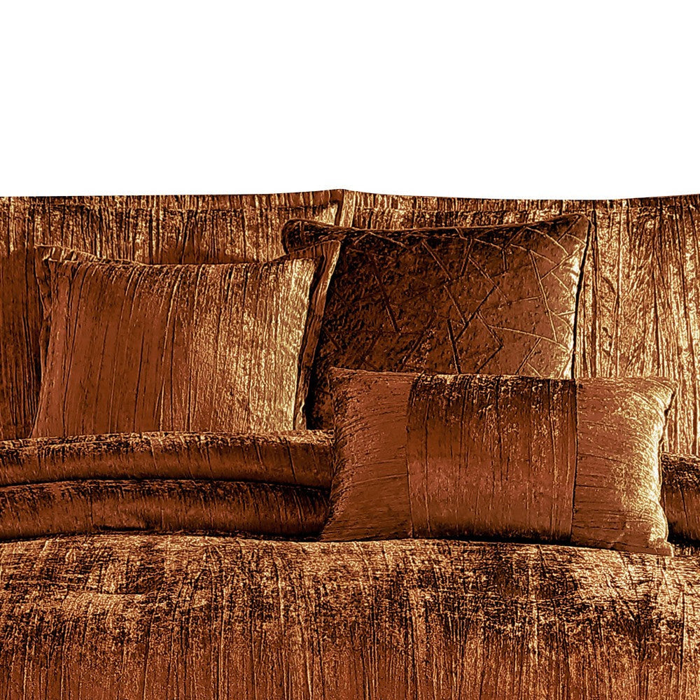 Jay 7 Piece King Comforter Set Copper Polyester Velvet Deluxe Texture BM283900