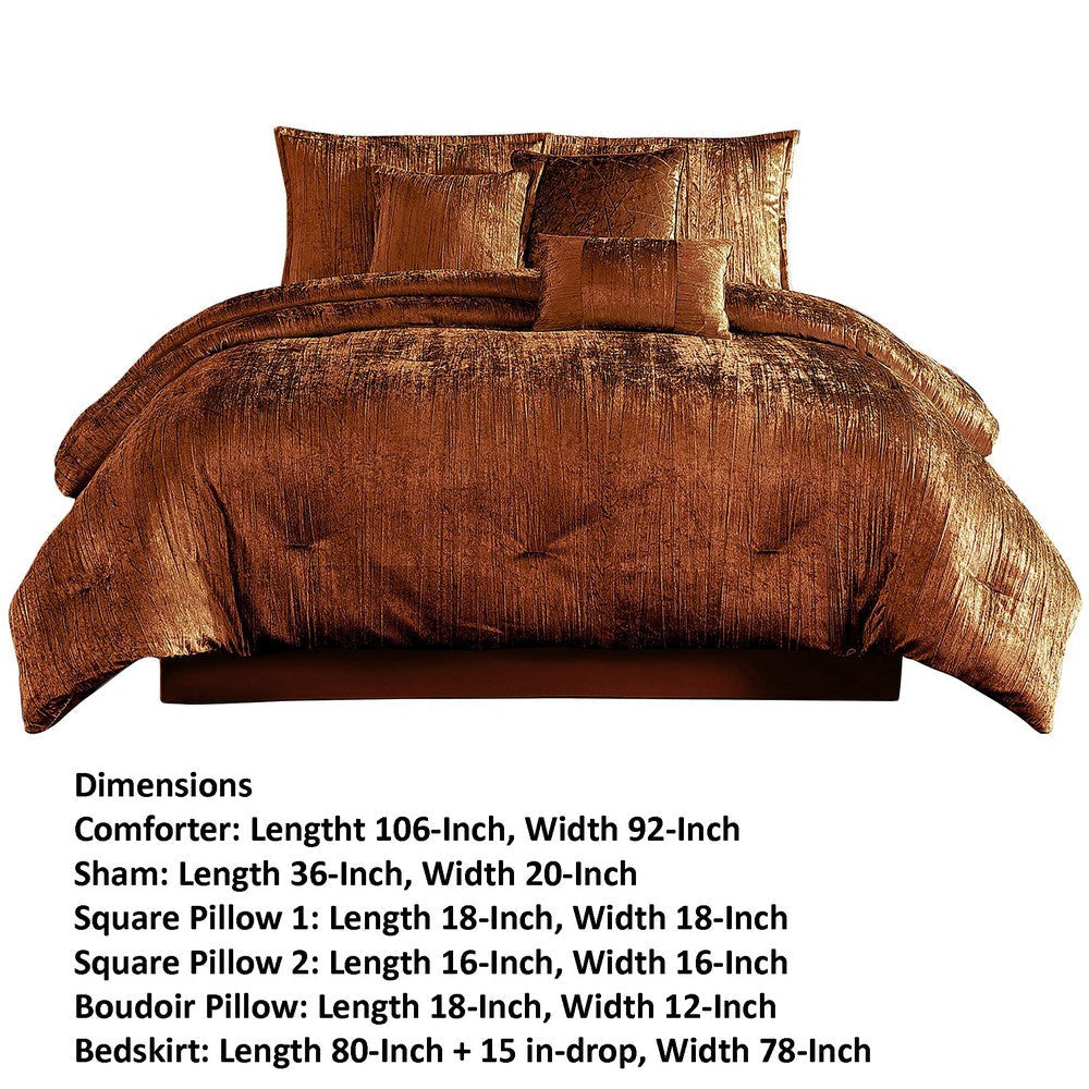 Jay 7 Piece King Comforter Set Copper Polyester Velvet Deluxe Texture BM283900