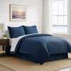 Cabe Queen Comforter Set | 3 Piece | Polyester Puffer Channel Quilt | Navy Blue