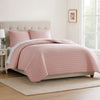 Cabe Queen Comforter Set | 3 Piece | Polyester Puffer Channel Quilt | Rose Pink