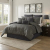 Pixie Queen Comforter Set | 9 Piece | Polyester | Damask Pattern | Charcoal Gray
