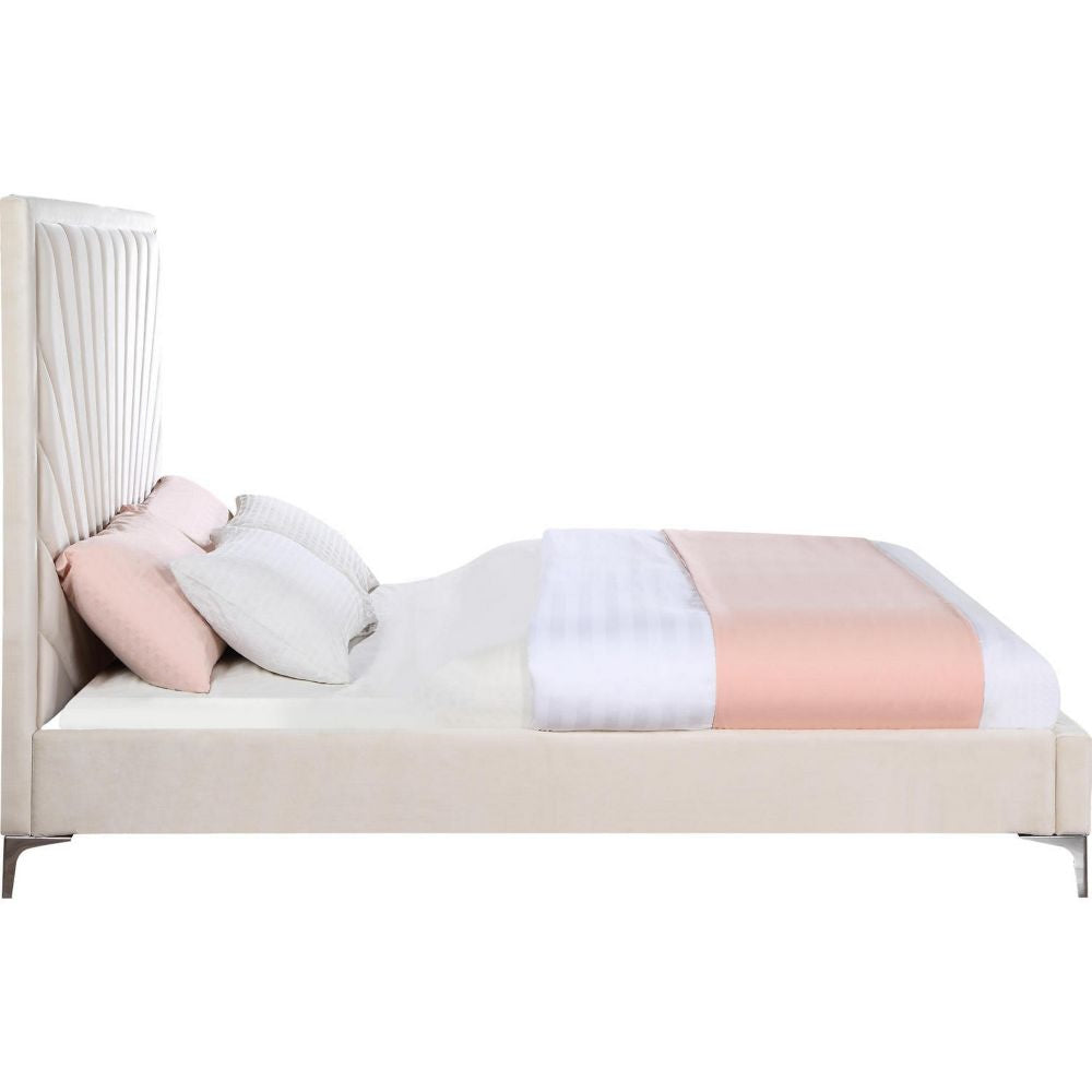 Oliver Modern Wood Queen Size Bed Channel Tufted Panel Headboard Beige BM284010