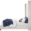 Daisy Wood Modern Queen Size Bed Wingback Button Tufted Beige Velvet BM284014
