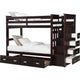 Classic Wood Twin Bunk Bed with Trundle, Storage Ladder, 5 Drawers,  Brown