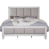 Kate Modern King Size Bed ChannelTufted Gray Fabric White Wood Frame BM284019