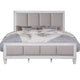 Kate Modern King Size Bed ChannelTufted Gray Fabric White Wood Frame BM284019