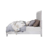 Kate Modern King Size Bed ChannelTufted Gray Fabric White Wood Frame BM284019