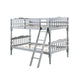 Alice Classic Twin Bunk Bed with Ladder, Guard Rail, Carved Legs, Gray
