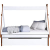 Teo Wood Twin Bed House Shaped Bed Frame Slat System Brown White BM284029