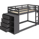 Classic Twin Bunk Bed with Cabinet 4 Drawers 3 Compartments Ladder Gray BM284031