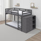 Classic Twin Bunk Bed with Cabinet, 4 Drawers, 3 Compartments, Ladder, Gray